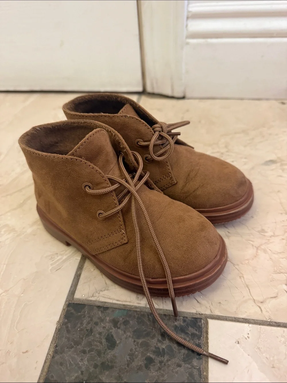 Kids Brown Suede Boots - Casual Lace-Up